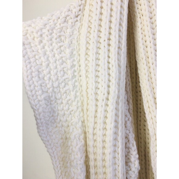 Charter Club Scarf Ruffle Knit Boa Ivory Pompon End Neck Warmer - Picture 6 of 8